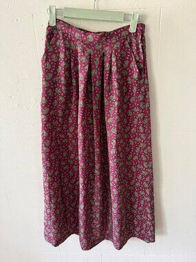 Vintage | Silk Burgundy Paisley Maxi Skirt | Small